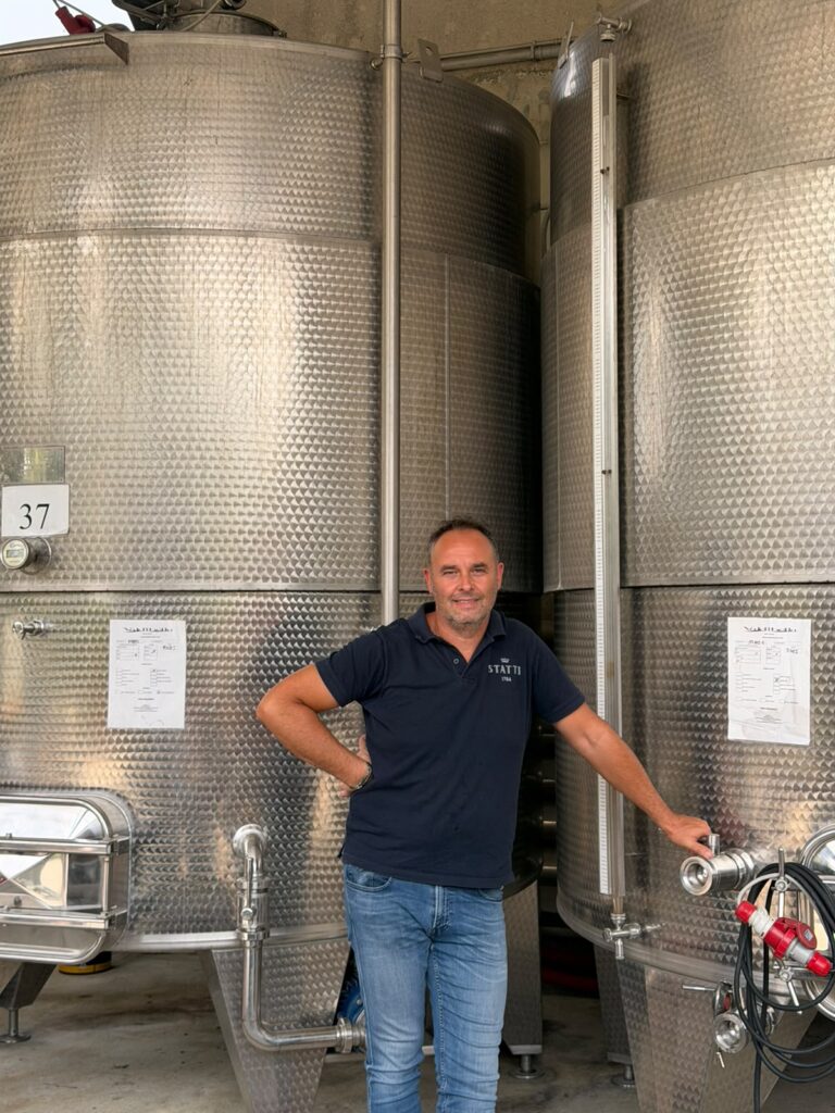 Nicola Colombo, Valdibella's winemaker, in the cellar